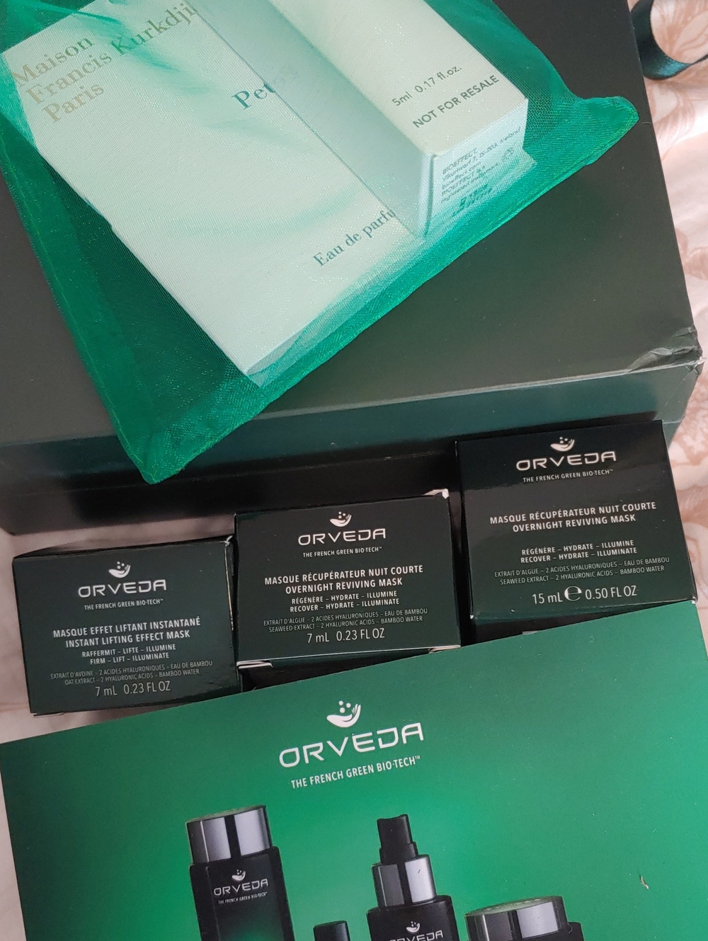 Orveda Skincare Set in Emerald Green Packaging